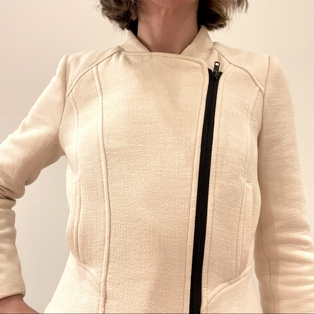 Milly Cream Wool-blend Moto Jacket | Size 4